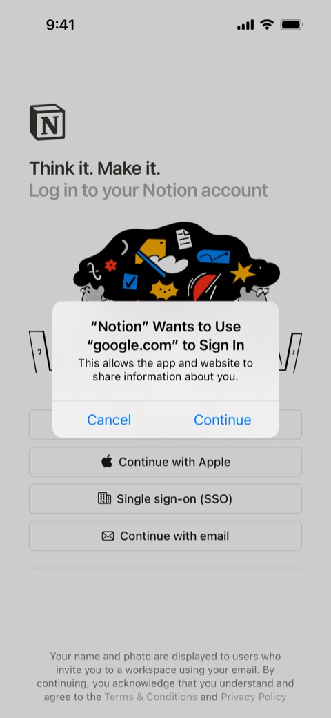 Notion — first screen